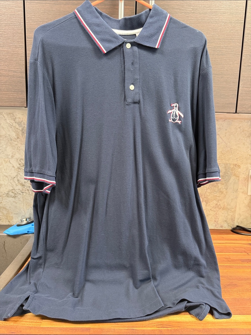 Original Penguin Navy Polo with Red & White Trim